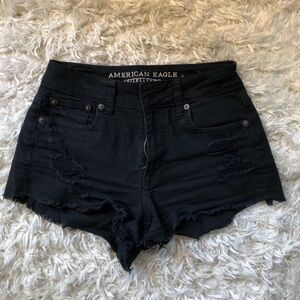 American Eagle Outfitters Black Distressed Women Shorts